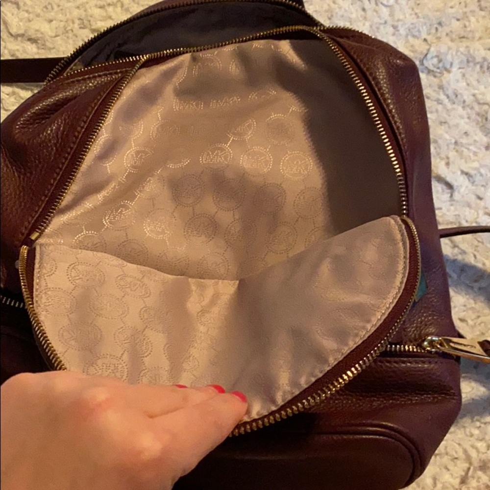 Michael Kors Burgundy Leather Backpack - Picture 2 of 3